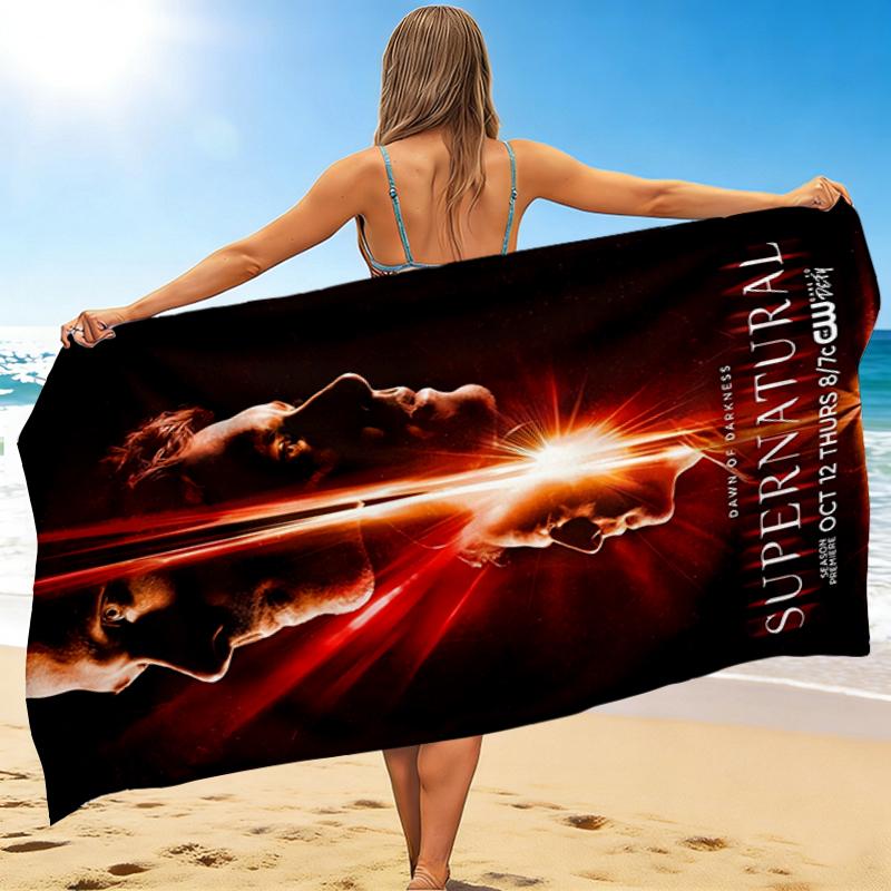 1Pc Supernatural Series Poster Beach Towel, Quick Dry, Multi-Use for Beach Pool Gym Yoga Home Travel, Christmas, Halloween, Xmas Gift M92889