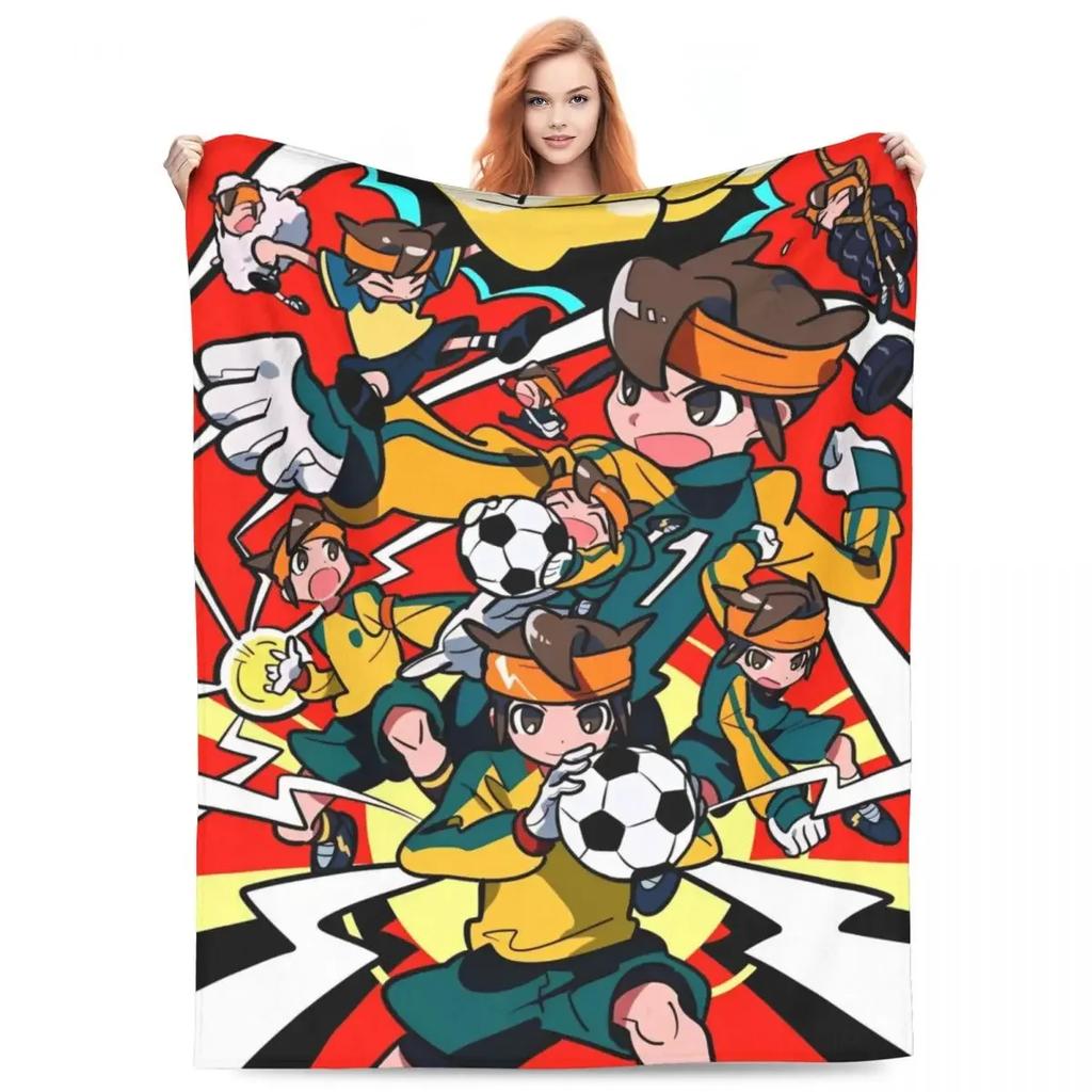 Inazuma Eleven Decken Flanell Textil Dekoration Videospiel Sportspiel Atmungsaktiv Weich Überwurfdecken für Zuhause Reise Steppdecke