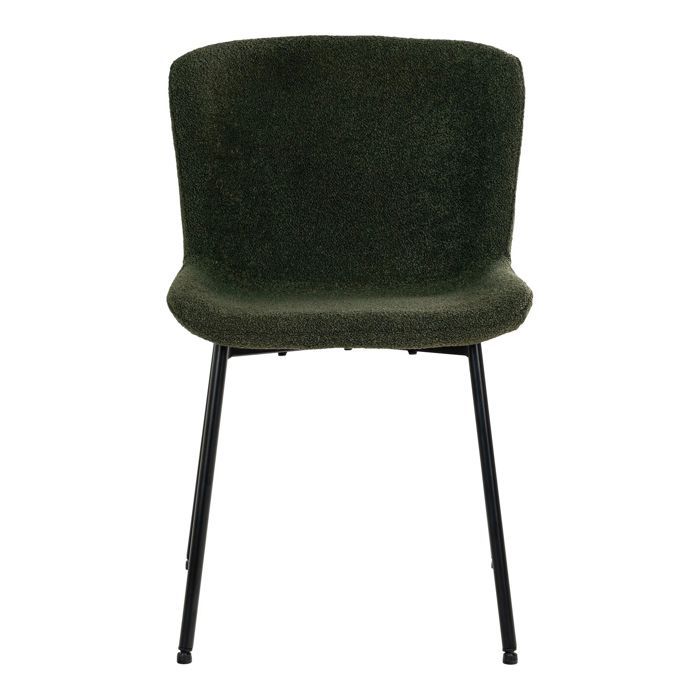 Chaise - HOUSE NORDIC - Maceda - Vert foncé - Polyester bouclé - Pieds noirs en métal