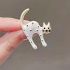 Cute Kitten Cat Brooches Black White Scarf Adjuster Fashion Brooch Pins  For Men Women