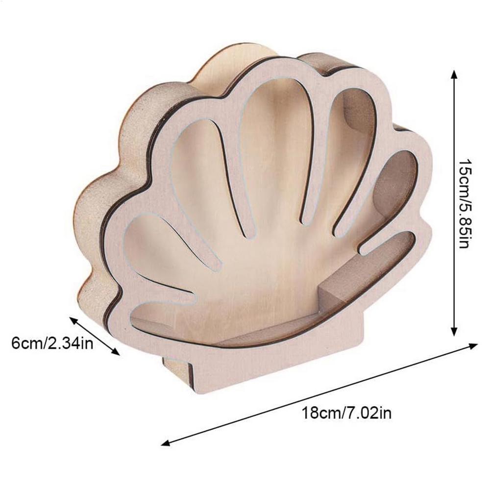 Seashell Display Box Wooden Seashell Organizer Elegant Jewelry Organizer Trinket Storage Shelf Decor For Small Starfish Rings