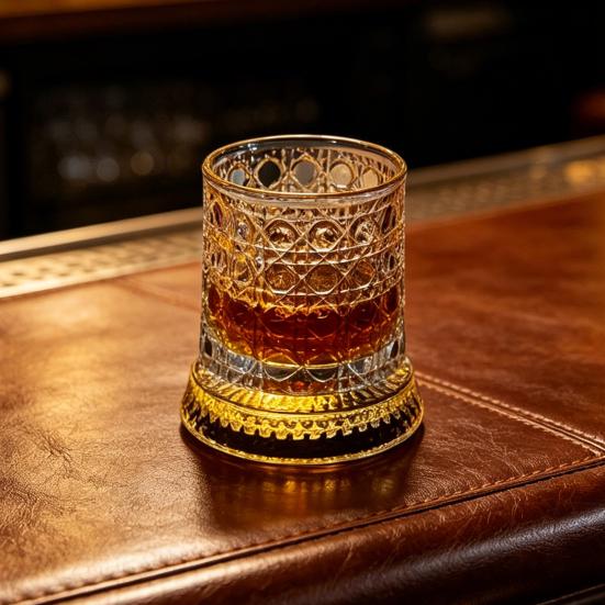 Rotating Whiskey Glass 360 Degree Spinning Lead-Free Tumbler for Bourbon 260ml Swirl Whiskey Glass Unique Gift for Men