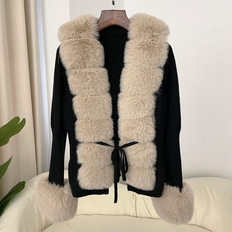Spring and Autumn Cardigan Fur Coat Imitation Fox Fur Sweater Women's Sweater