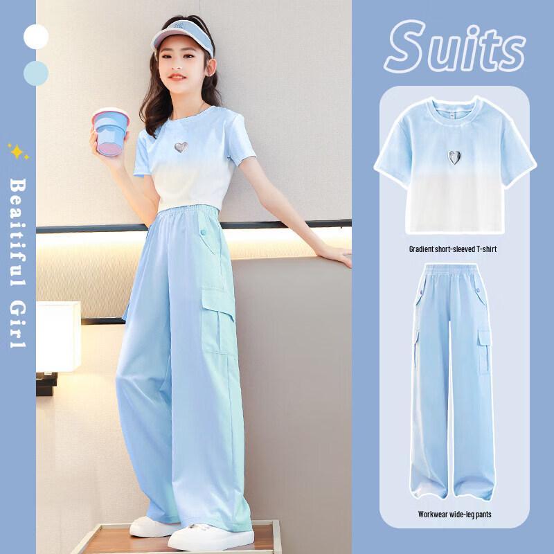 Moonkids Girls  Summer Athletic T-Shirt & Cargo Pants Set 130cm