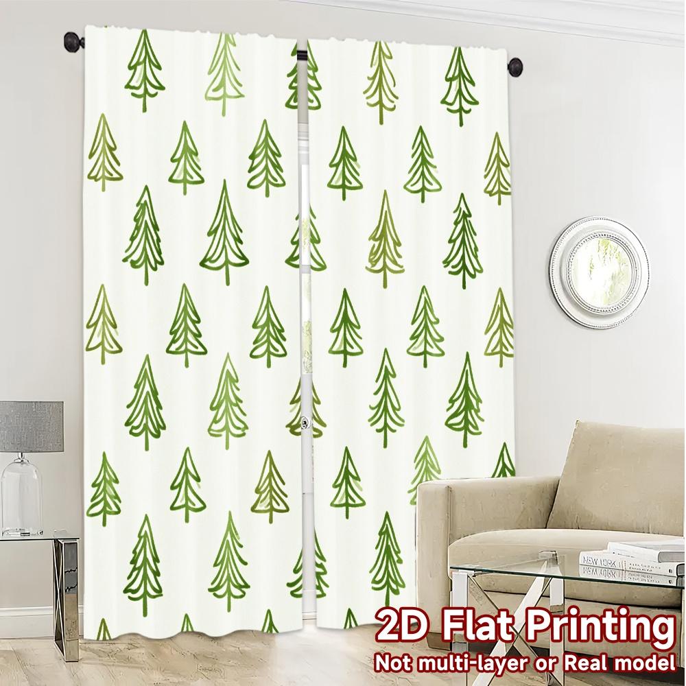 2pcs,Curtains Christmas Trees Green (2) Modern Curtains Roller Blinds 100% Polyester Curtains All Seasons Decorative for