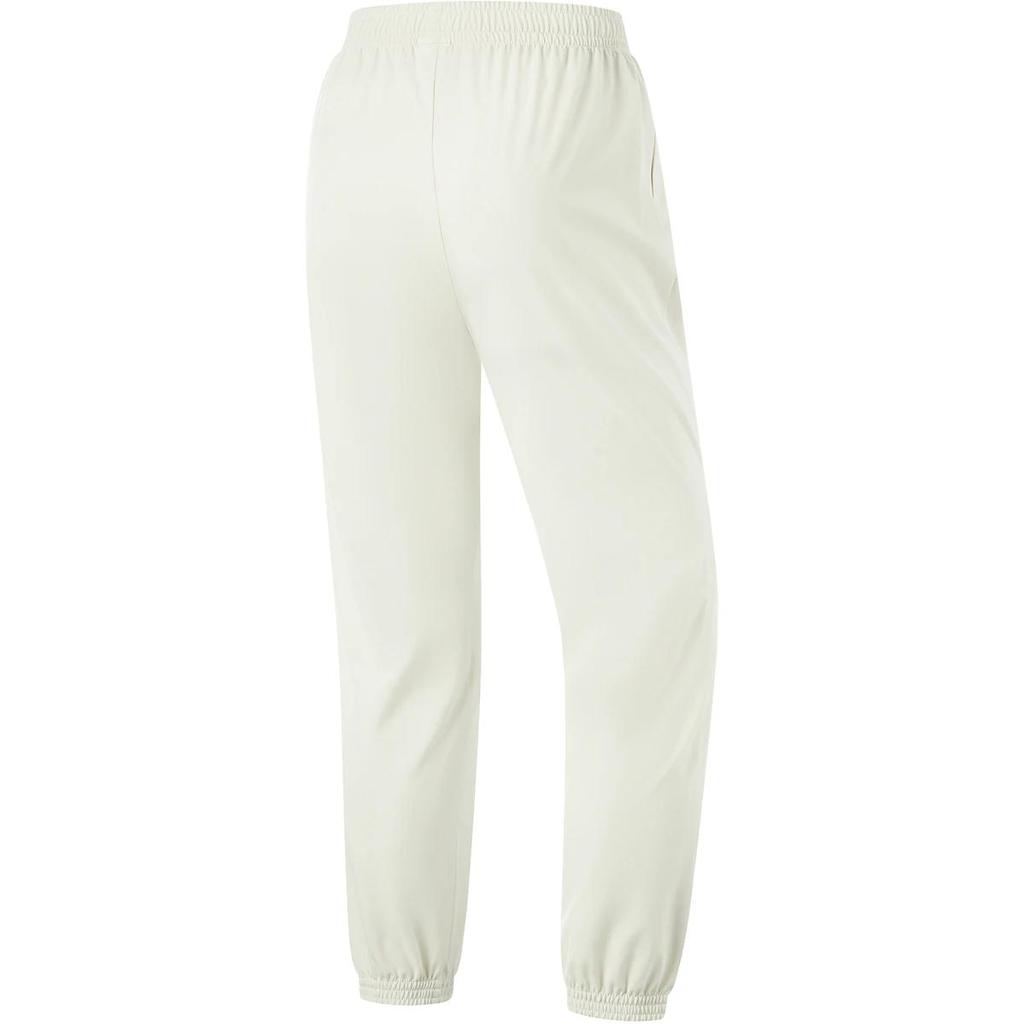 Li Ning Fitness Series Solid Color Mid Waist Drawstring Comfortable Breathable Cuffed Sports Long Pants Women pants Silver-Birch-Gray AYKU466-3