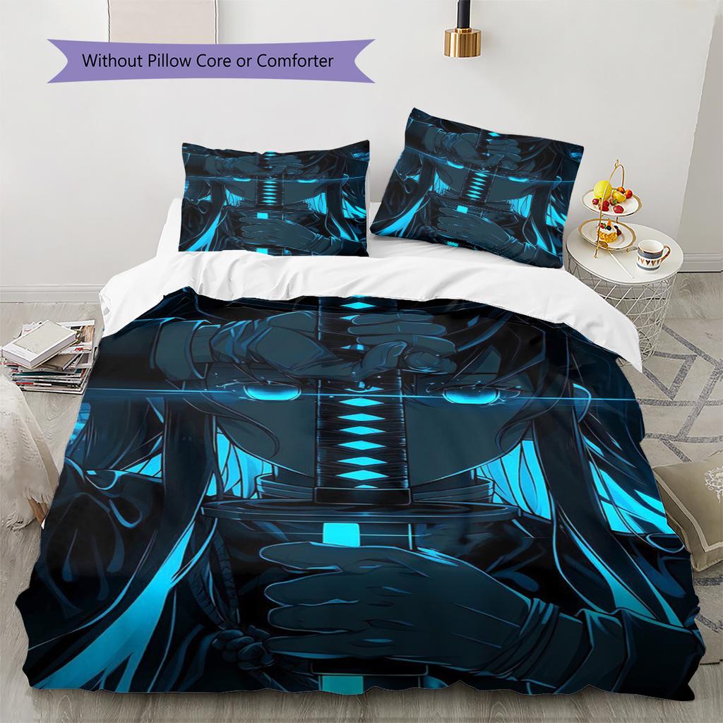 Conjunto de Colcha com Padrão de Desenho Animado Capa de Colcha Fronha Decoração de Casa Presente de Aniversário (1 capa de edredom + 2 fronhas, sem enchimento.)