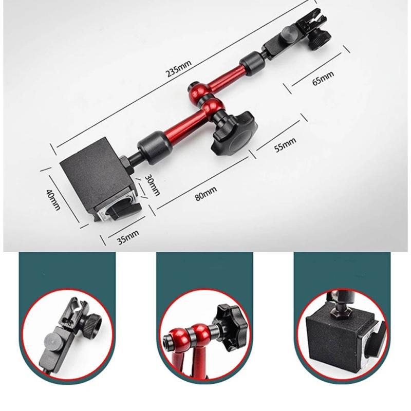 Reliable Adjustable Magnetic Base Holder for Digital Dial Indicator Use for Metalwork Pieces and Maintain Fine Stable