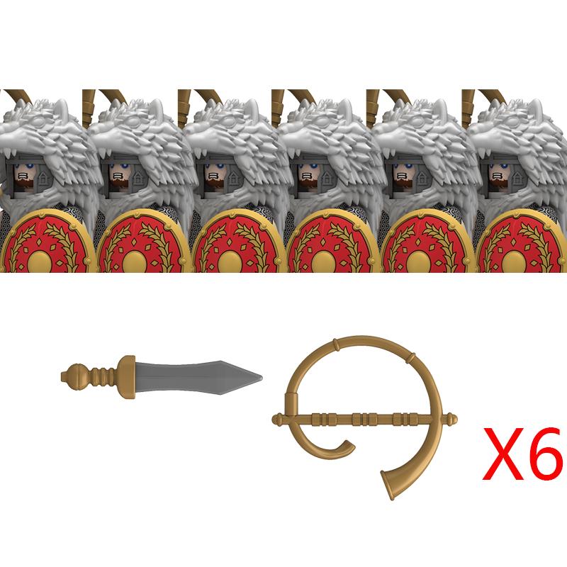 Middle Roman Series Building Blocks Castle Medieval Military Knight Soldier Figures Legion Army Warrior Shield Bricks Toys Gifts