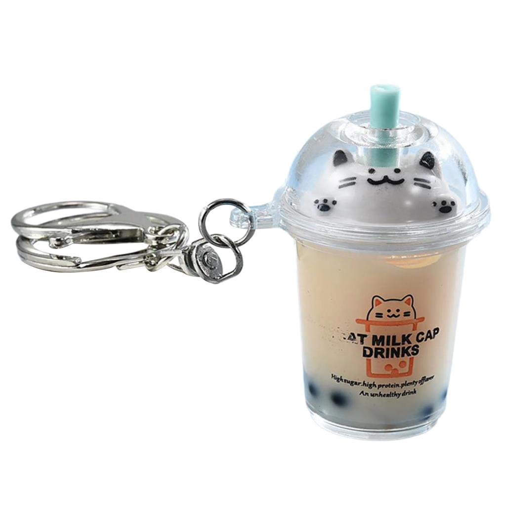 Katze Bubble Tea Anhänger Cartoon Milchtee Anhänger Schlüsselanhänger Modische Acryl Schlüsselanhänger Schmuck für Rucksäcke und Handy