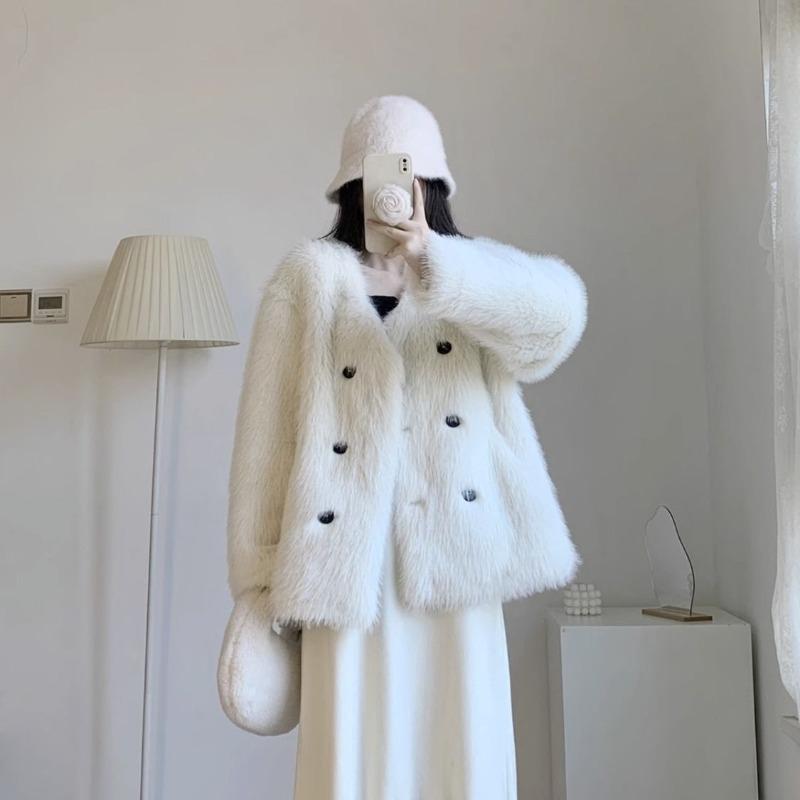 

Autumn and winter new Tuscan fur coat women s loose fashion light thickened fur coat S (80-54kg)