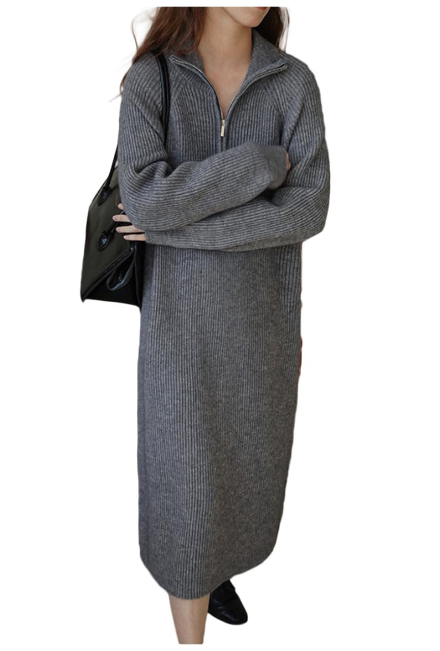 

Knit Long Long Free Size [Lilly Chocolate] Women s Dress, Fall/Winter, Sleeve, Warm, Simple, Cute, Loungewear, Loungewear, Homewear, Ladies, Casual, серый