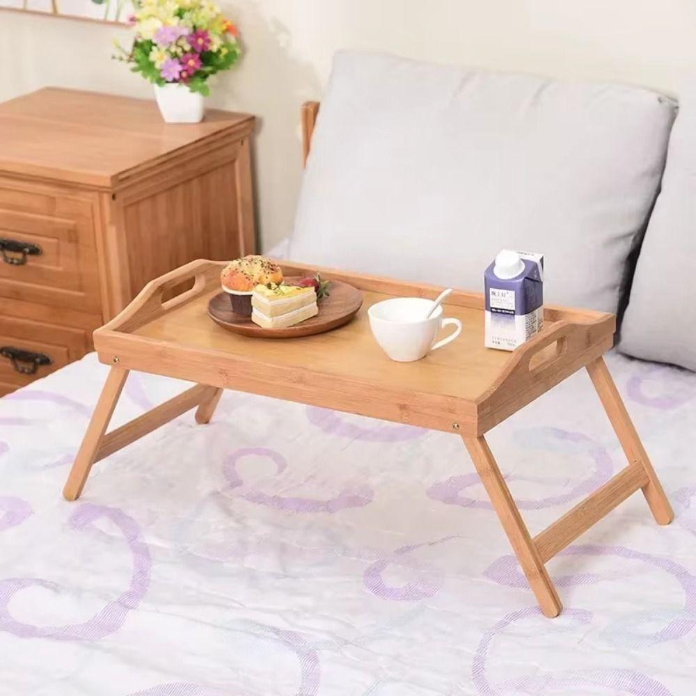 Foldable Legs Bed Tray Table with Handles Breakfast Serving Tray Computer Desk  Bedroom Furniture