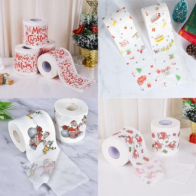 Natale Claus Reindeer Christmas Toilet Paper Noel Navidad 2021 New Year Gifts 22m/Roll Santa Decorations For Home