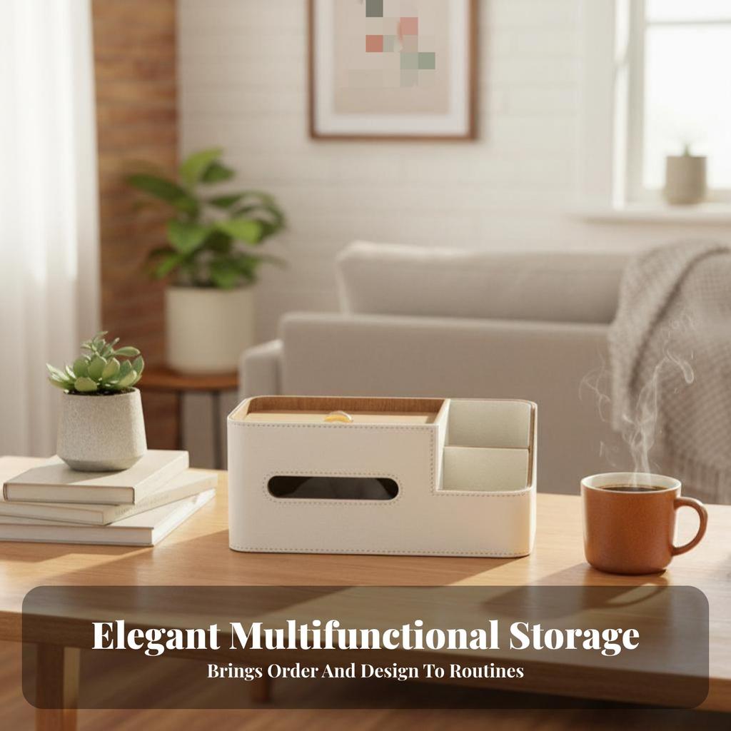 Multifunctional Tissue Box Organizer Long-Lasting Multifunctional Tissue Box Desktop Storage Holder Easy To Clean for Family