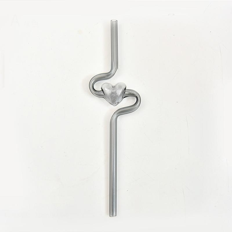 

Love Heart Glass Straw Reusable Transparent Tube Juice Drink Bubble Tea Milk Drinking Glass Straws Home Party Bar Accessories