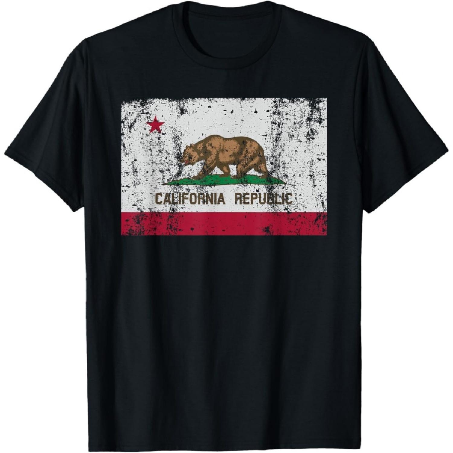 Флаг штата Калифорния Винтажная Потертая Ретро Подарок Футболка S