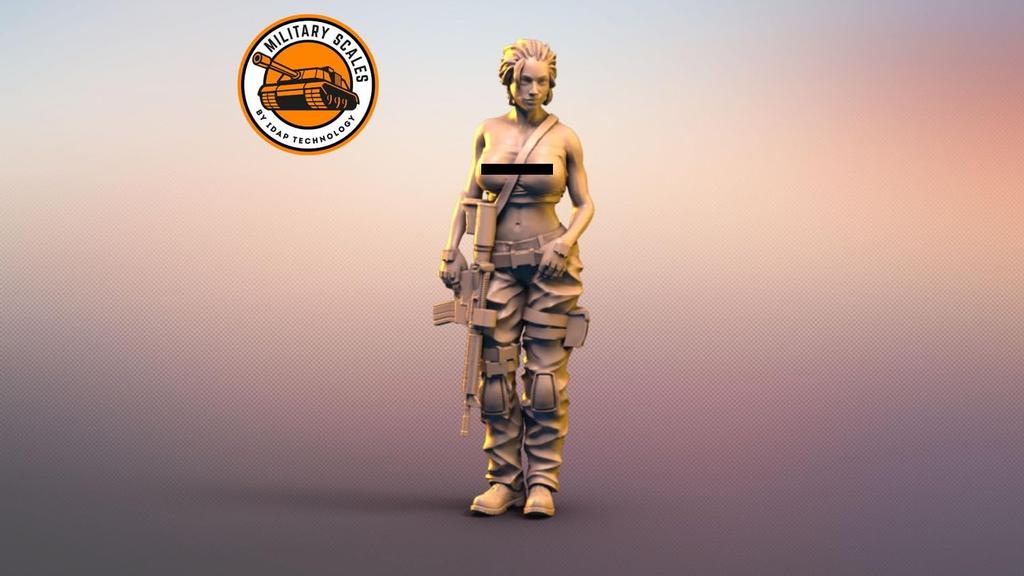 IDAP Technology Military Girl Assault Rifle Statue 3D Printer Kit 1/35 No.12 PD35423-12