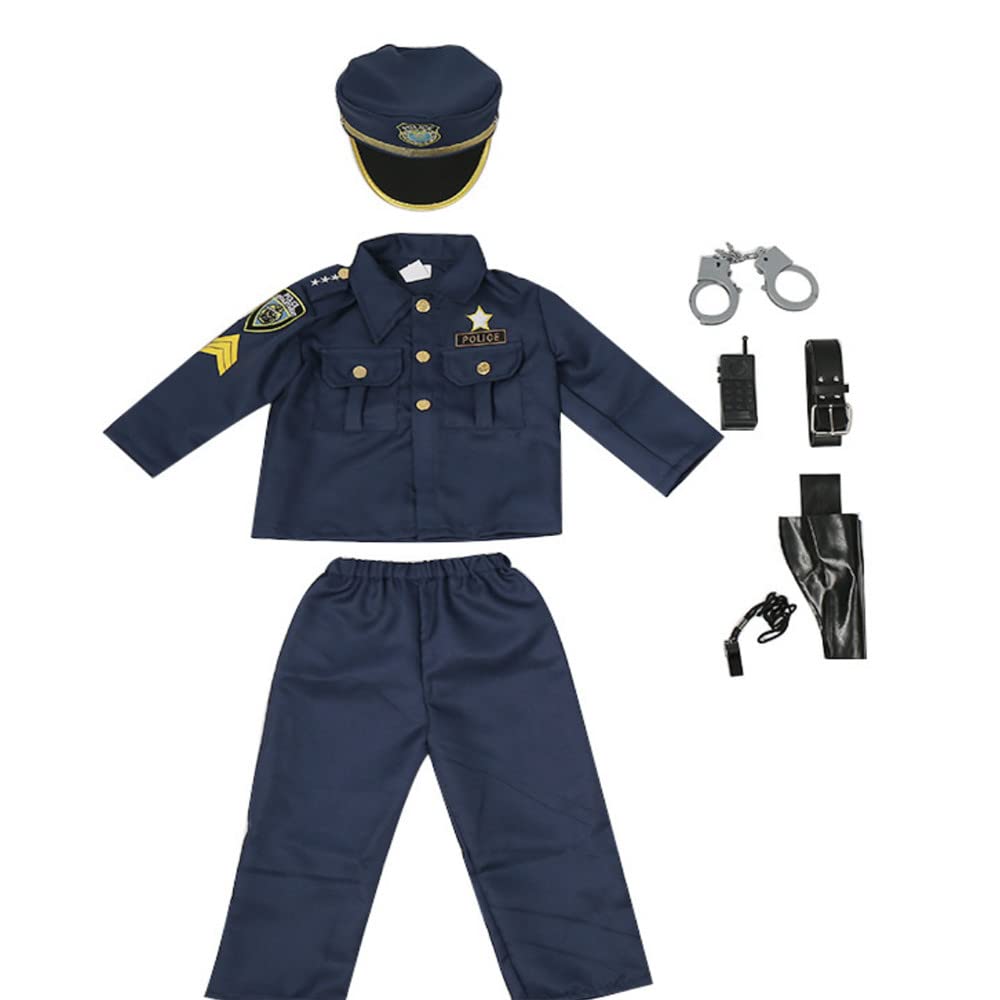 Police Cosplay Children Kids Halloween Police Officer Years Cosplay Costume Uniform Police Officer Costume Halloween Costume [Lhyxuuk] 3-12
