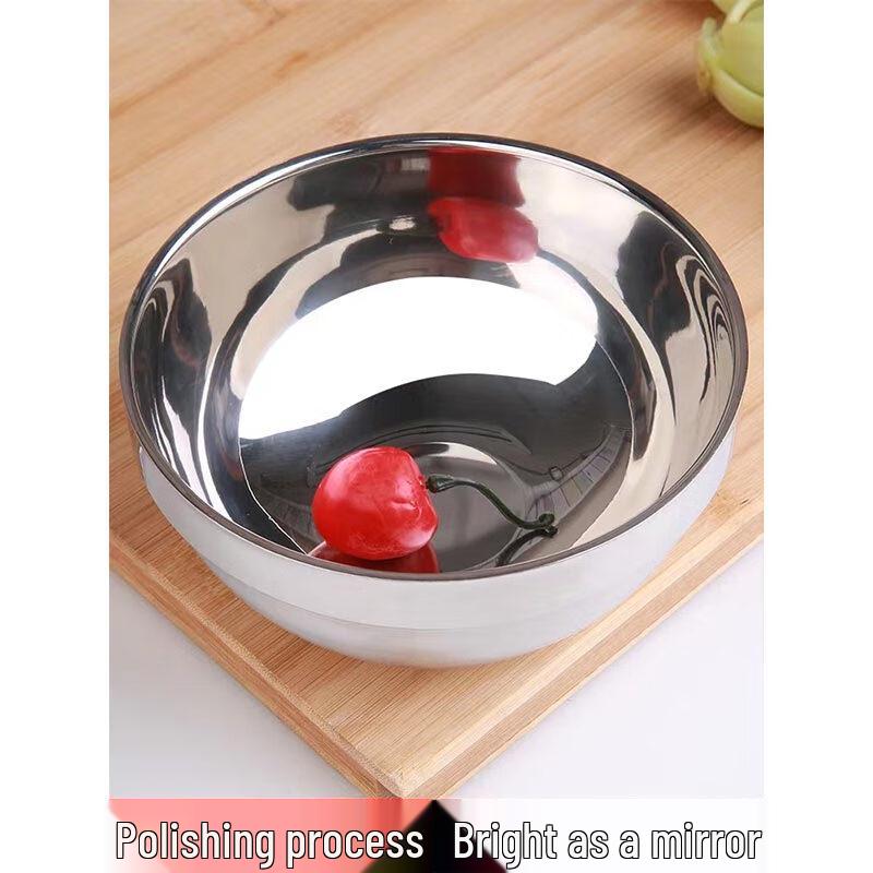 Jingcai Qiyuan 201 Stainless Steel Polished Platinum Rice Bowls (5-Pack)