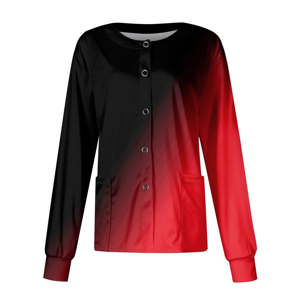 Women's Casual Long Sleeve Single Breasted Printed Care Workwear Cardigan Top