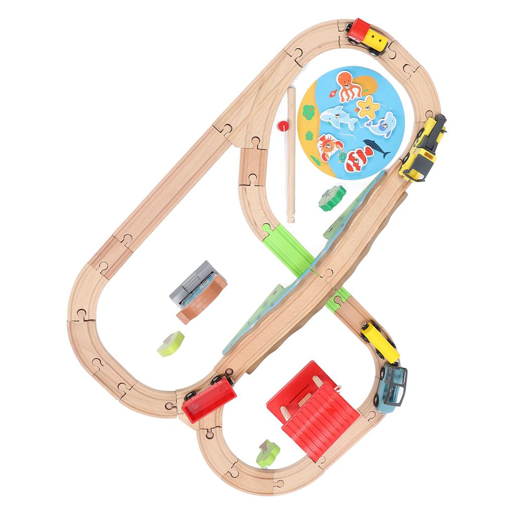 Holzeisenbahn-Set, Simulations-Stadteisenbahn-Set für Kinder, Kleinkinderspielzeug über 2 Jahre alt