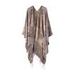 Bohemian Style Knitted Shawl With Fringe Geometric Warm Faux Cashmere Wrap Scarf Women