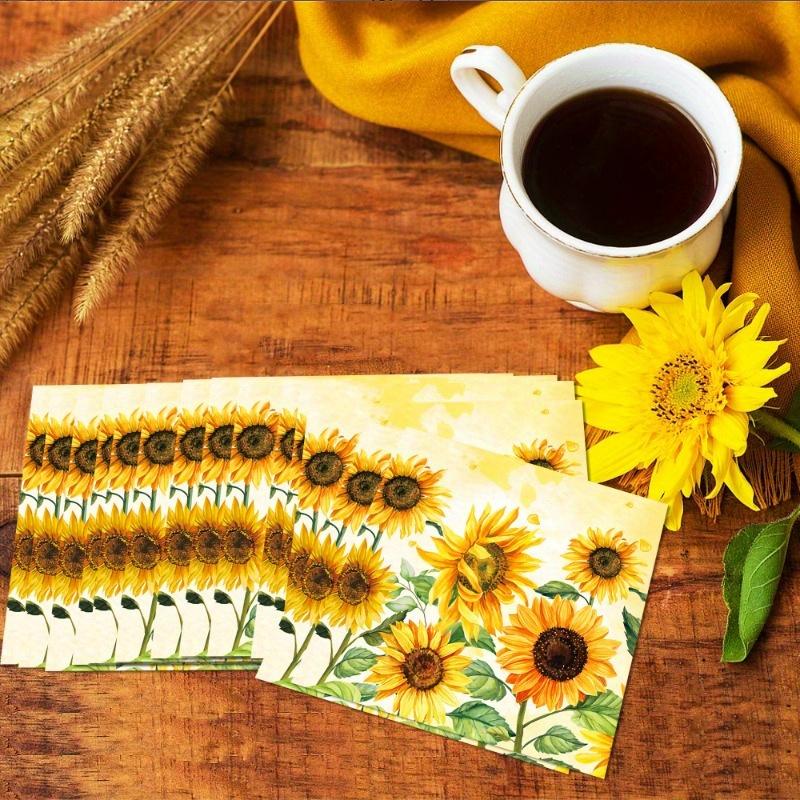 20pcs Watercolor Sunflowers Paper Napkins Wedding Disposable Tableware Serviettes Tissues Baby Birthday Party Long Napkin Decor