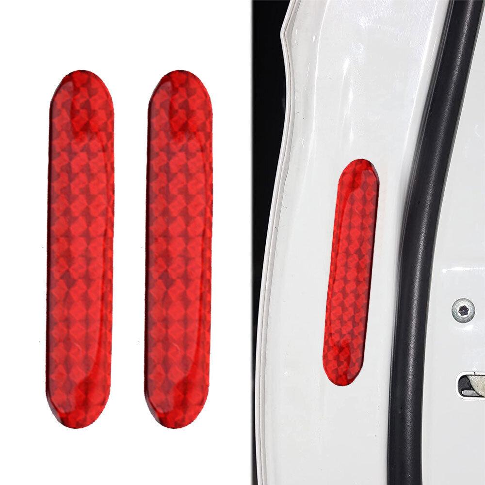 2PCS Reflective Safety Warning Strip Tape Car Door Bumper Reflector Stickers Red