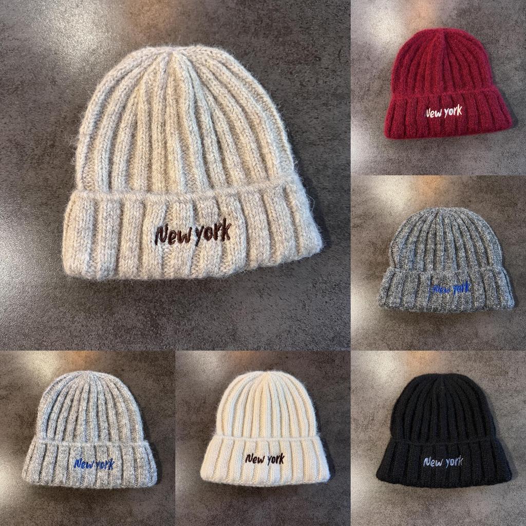 New York Lettering Knitted Hat With Windproof Warmth For Casual Gift Fashion