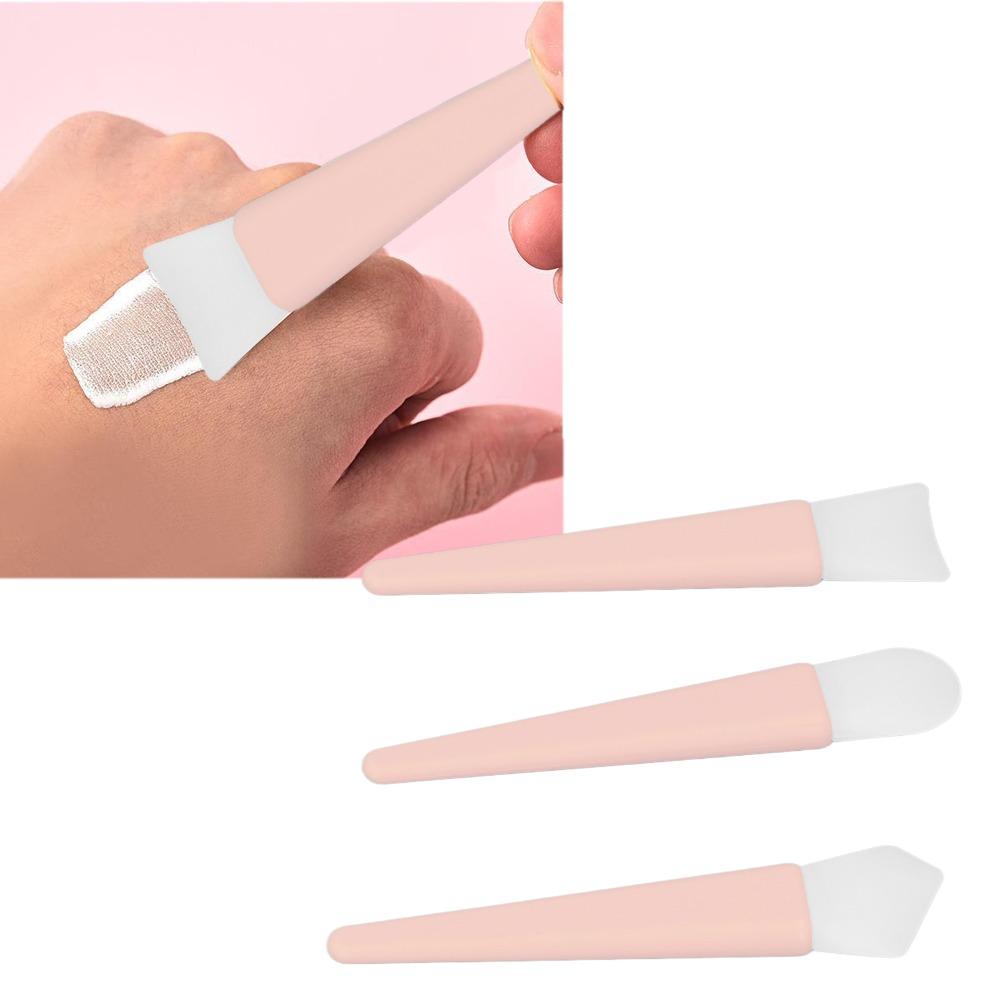 3pcs Easy to Clean Silicone Brush Applicator Kit Lightweight Design Soft Makeup Brushes Travel Use