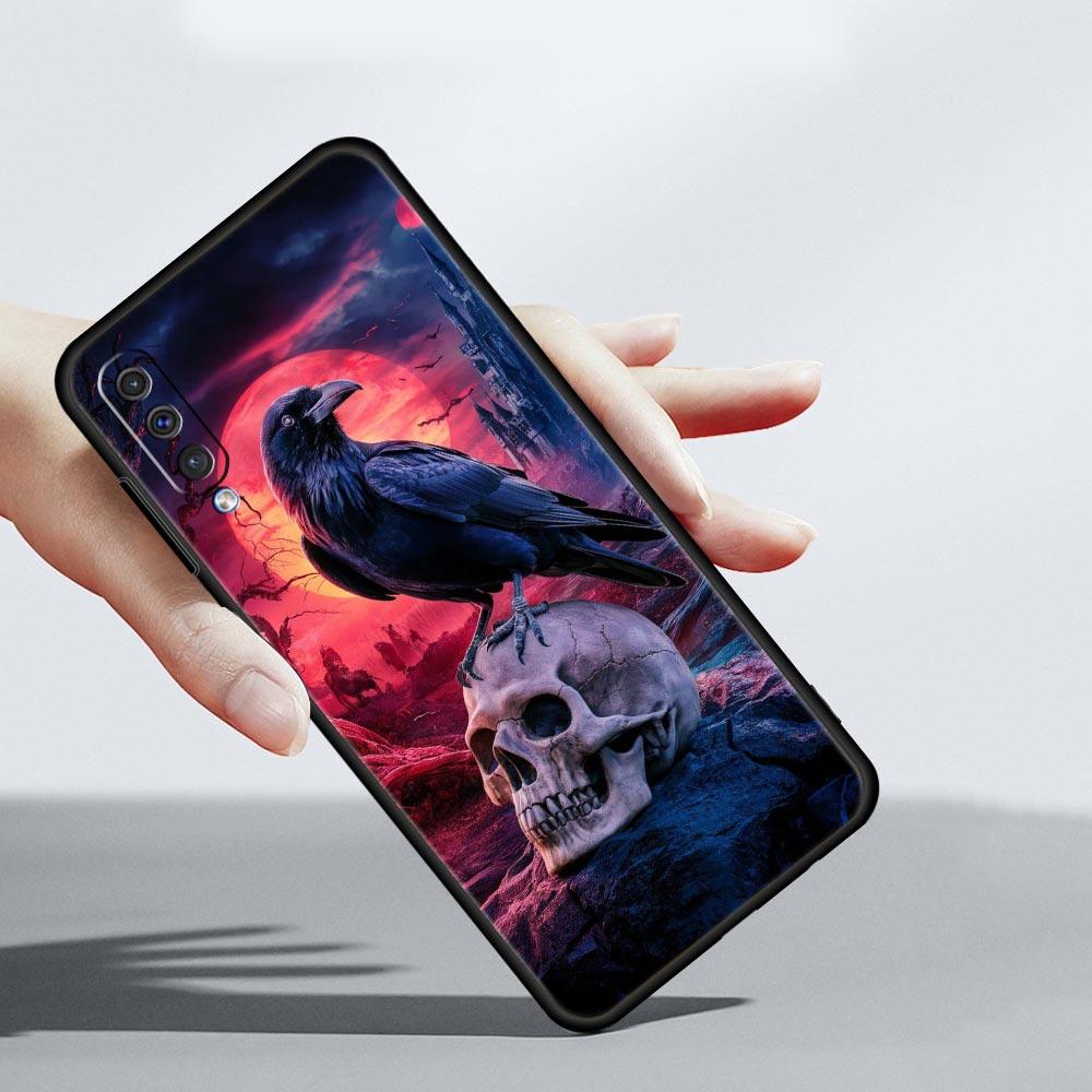 Black Raven Phone Case for Samsung Galaxy A56 A36 A26 A16 A34 A24 A42 A22 A20 A12 A40 A30 A10 5G Soft TPU Cover Shell Fundas Bag