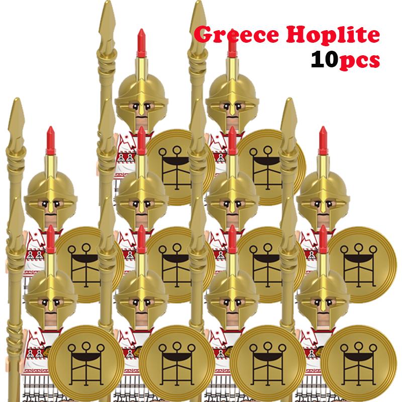 10 st MOC Medeltida Slott Riddare Rom Soldater Byggklossar Militär Forntida Egypten Mumiefigurer Krigare Vakt Vapen Kloss