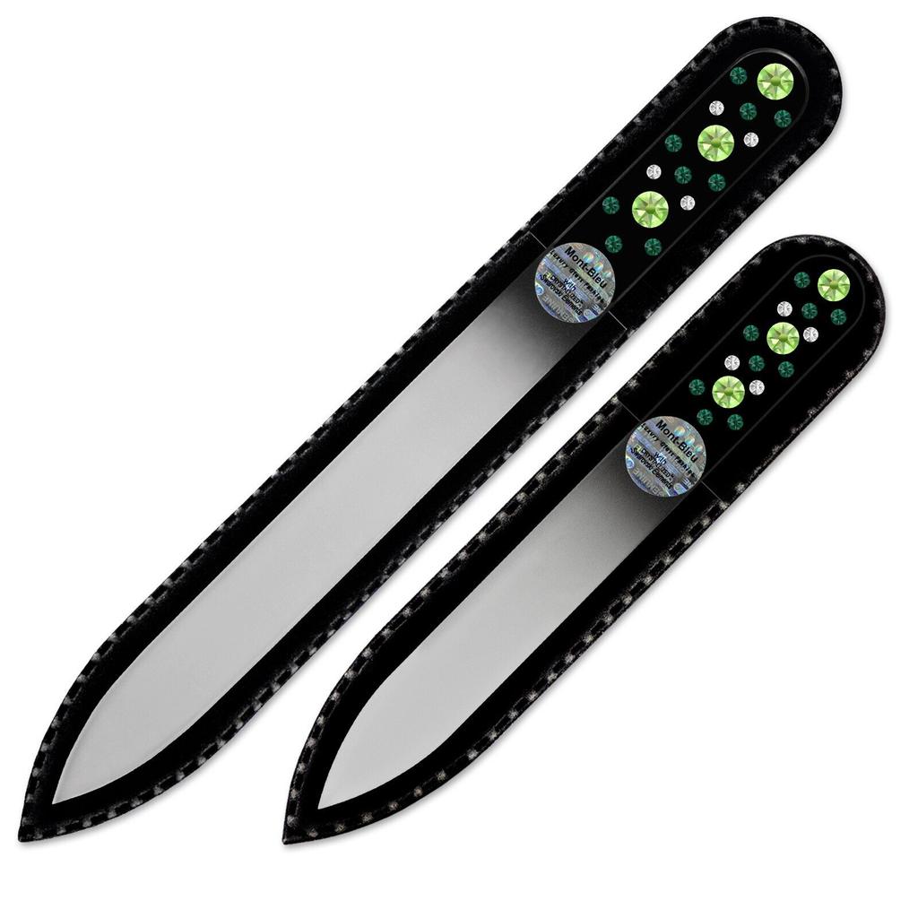 Set of 2 Black Glass Nail Files with Crystals CNB-MS