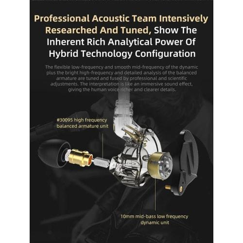 KZ ZSN Pro X IEM In-Ear Buzz Monitors, HiFi KZ Wired Earphones with Hybrid Dual Drivers, 1ba and 1dd, High-End In-Ear Earphones for Studio, Instrument