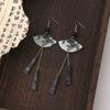 Elegant Vintage Chinese Fan-Shaped Tassel Earrings - Chic Dangle Design For Women Perfect For Weddings Valentine'S Day & Christmas Jewelry