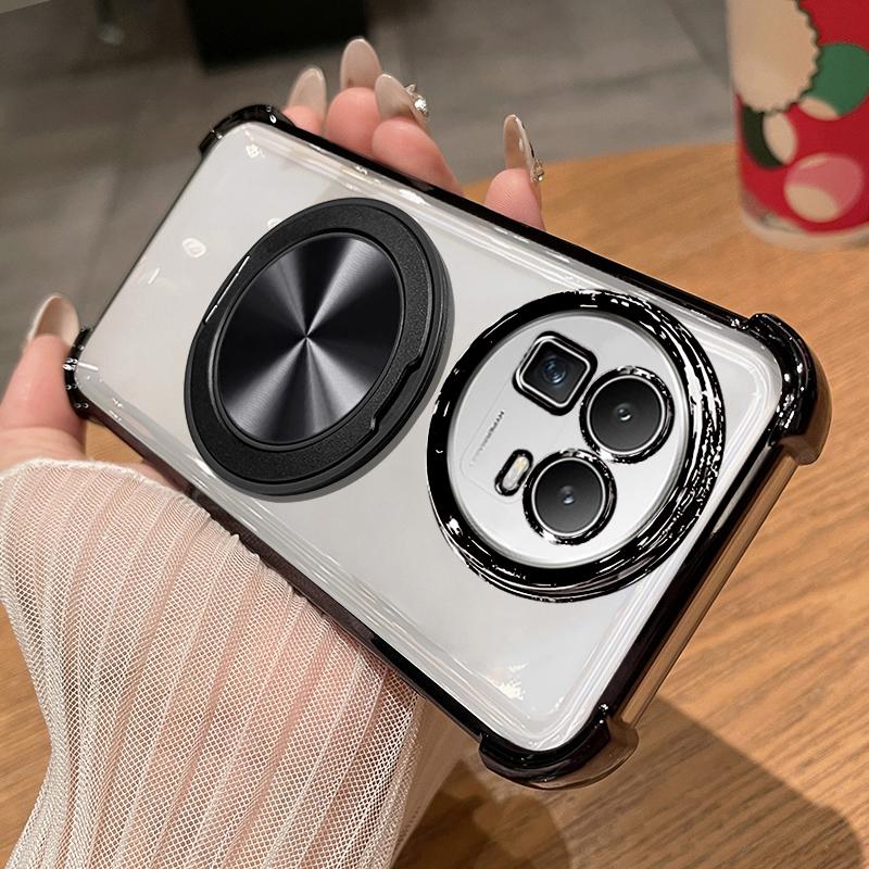 For Realme GT8 Pro Case Soft Clear Luxury Plating Magnetic Bracket Protection Phone Cover For Realme GT8 Shell Shockproof Bumper