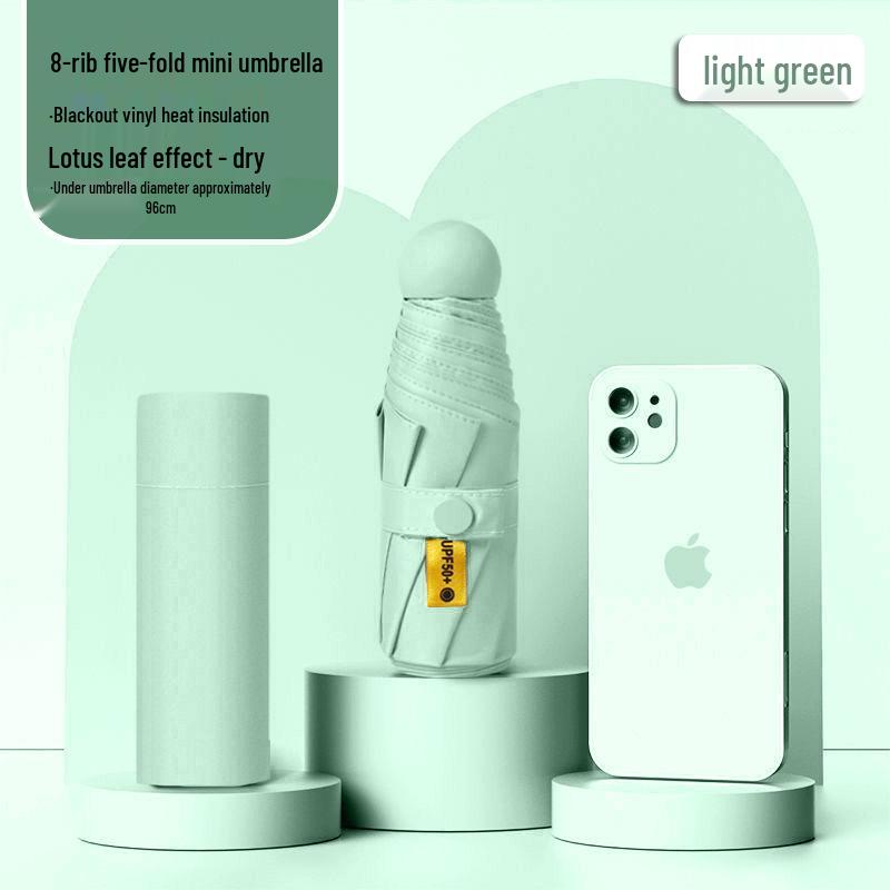 Lätt UV-skyddande Kapselparaply - Bärbart Dubbelanvändningssolskydd för Kvinnor, Soliga och Regniga Dagar