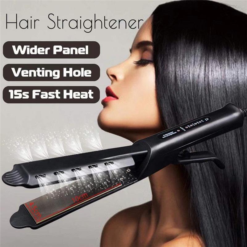Steam Hair Straightener Flat Iron: Damage-Free, Four Temperature Settings, Ideal for Bangs and Styling