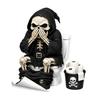 Waterproof PVC Toilet Art Halloween Skeleton Sticker, Funny Pooping Lid Decal, Dark Humor Decal Adhesive Bathroom Sticker for Tank, Holiday Home Decor