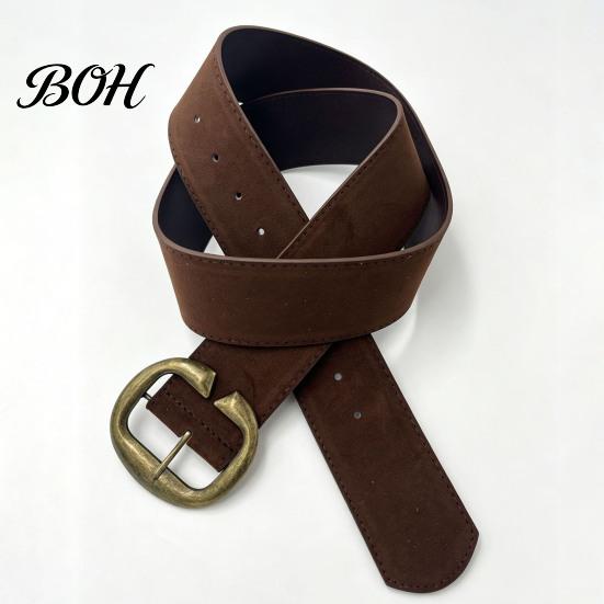 Wide Cinched Belt for Figure Shaping Vintage Waist Belt, Women Retro Faux Leather with C Buckle, Brown Suede High Street Dresses Jeans Soft Cincher