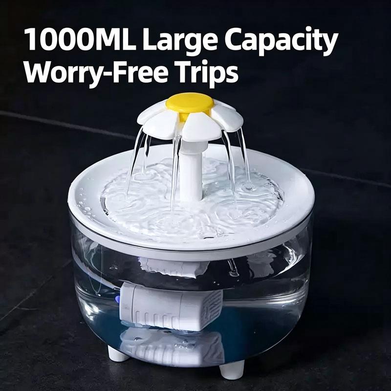 1200mL USB Electric Pet Water Fountain Auto Recirculate Filtration Cat Drinker Bowl with 4 Filters
