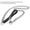 Heavy-Duty Dog Chain Leash 120cm Durable Leather Handle Chew-Resistant Metal Link Ideal for Large Breeds Pet Training & Walking