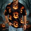 Men’s Casual Quick Dry Mesh Golf Polo Shirt Halloween Printed Short Sleeve Lightweight Breathable Top for Outdoor Sports Activities