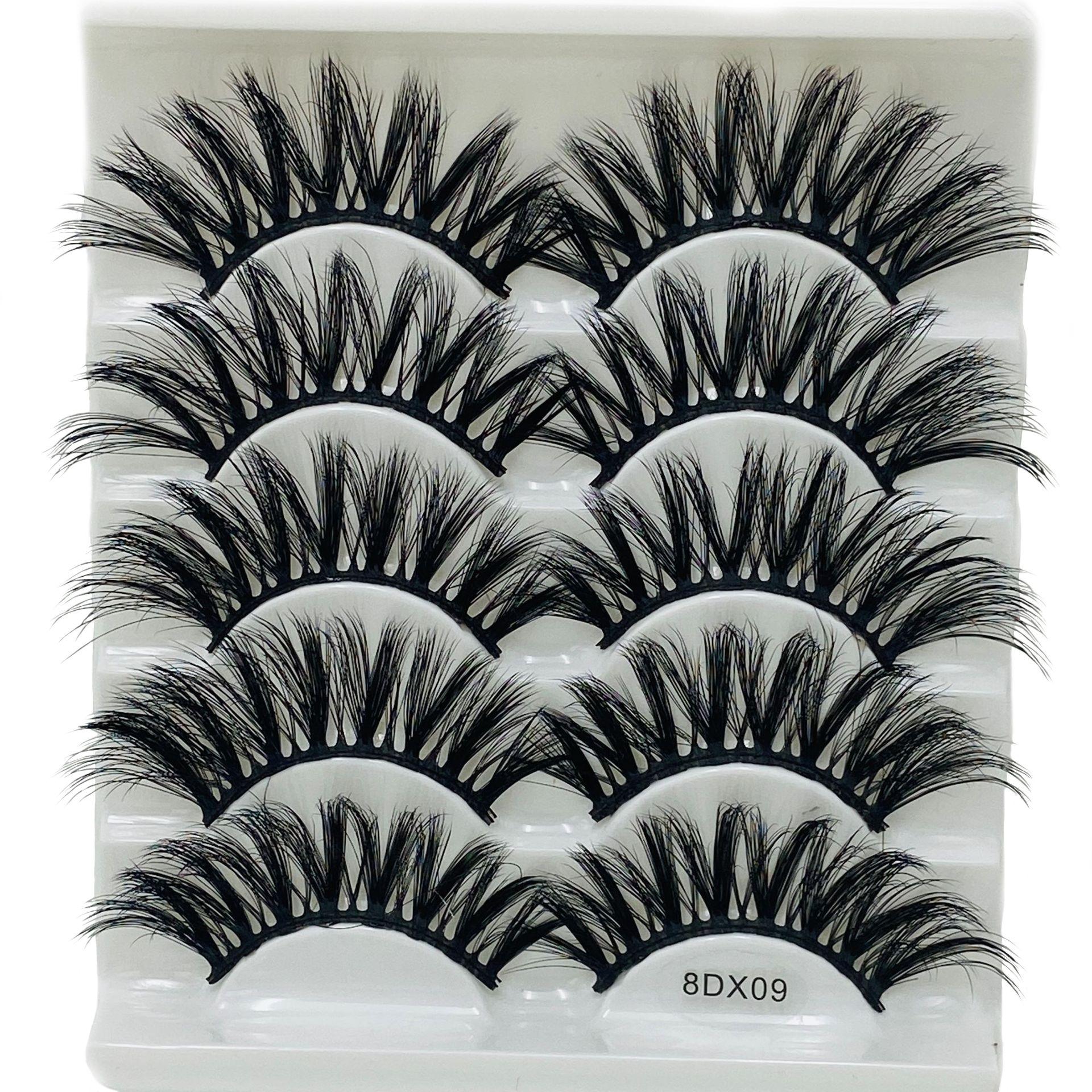 

Handmade Criss-cross Eye Makeup Tools 8D Mink Hair Wispies Fluffies False Eyelashes Thick Long 8DX09