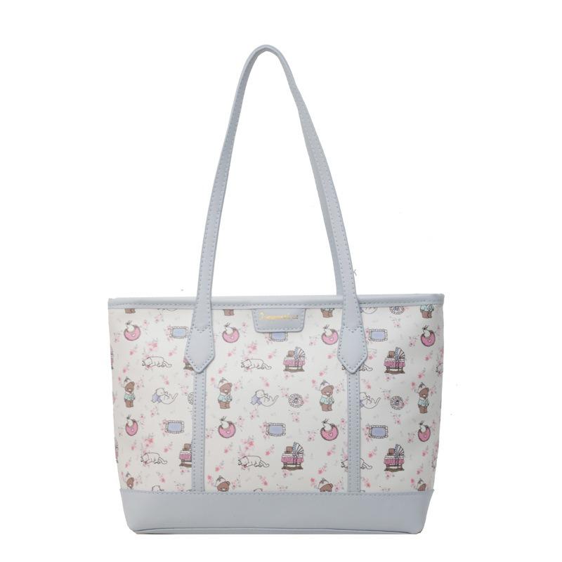 Large-capacity commuter handbag bag spring and summer new fashion shoulder bag printed cartoon underarm tote bag women