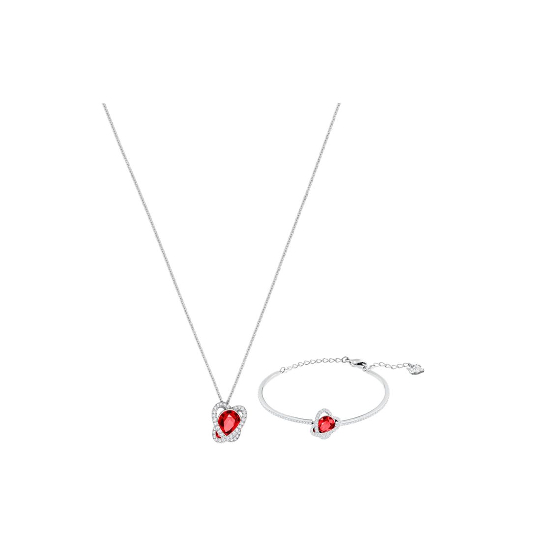 Swarovski Outstanding Series Line Design Necklace And Bracelet Set Women Jewelry Red 5463761 Box (Random Color)