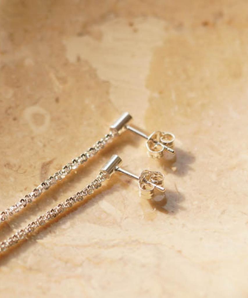 Alleun Silver 925 Chain Drop Silver Earrings Propeller