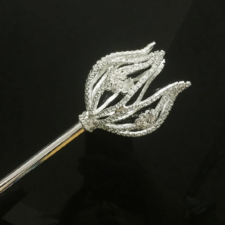 Sparkling Royal Scepter with Rhinestones Decors Flower Wand For Stage Performances And Wedding Dance Ball Stage Prop