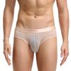 Men Briefs Jacquard Stretchy Male Ice Silk See Through Panties for Home